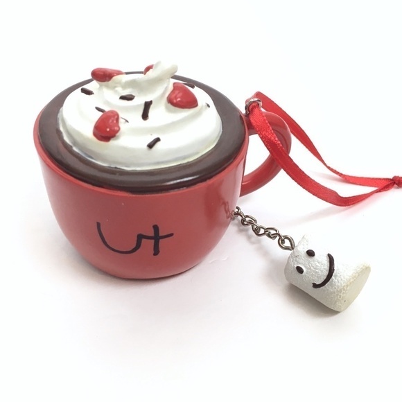 CHRISTMAS Ornament Hot Chocolate Mug Marshmallows Holidays Cocoa Hearts Flowers - Picture 6 of 8
